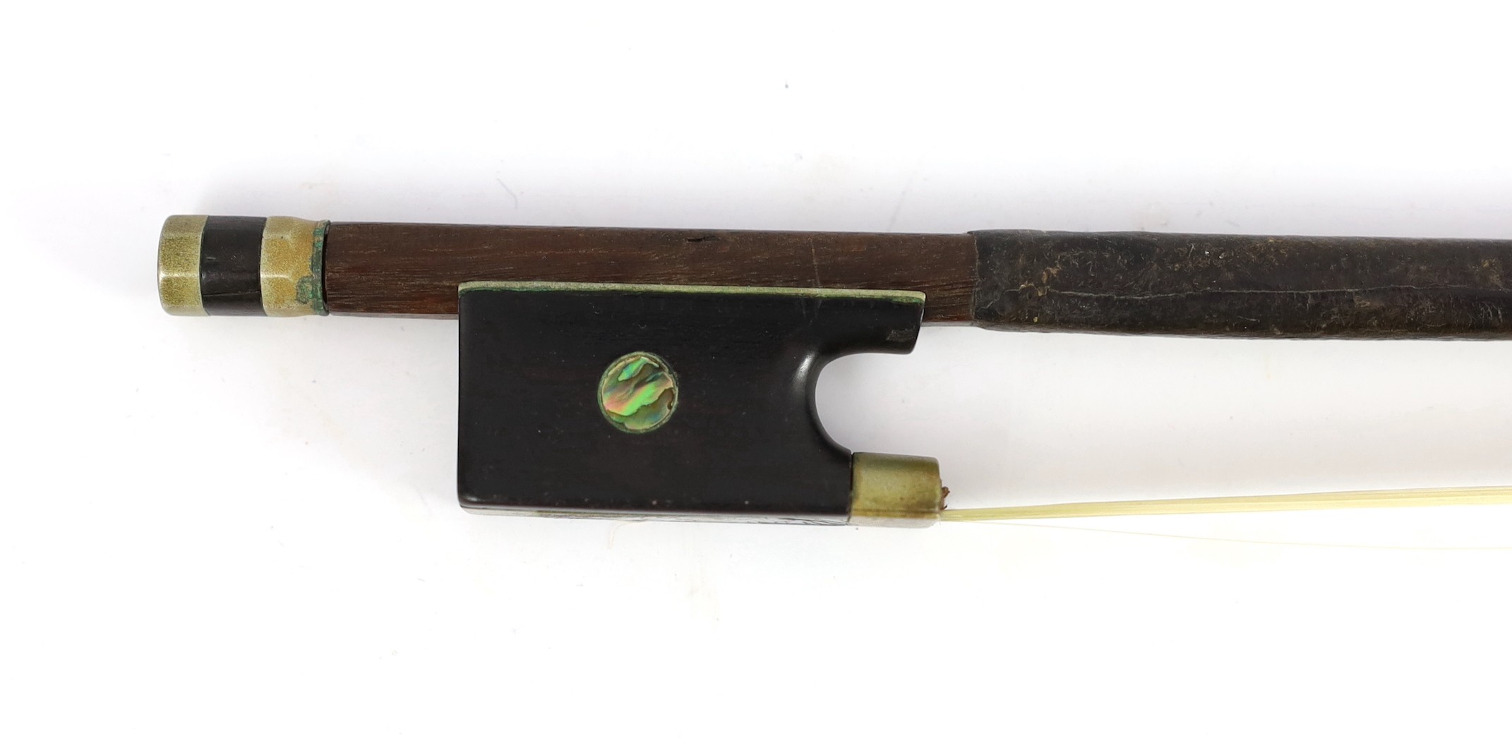 A silver mounted violin bow, stamped DODD, another stamped TOURTE and another bow